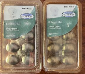 Knob Hill 35mm Large Football Knobs Satin Nickel 10-Piece Value Pack (2 Packs)