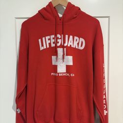 Gildan Heavy Blend “Lifeguard – Pismo Beach, CA” Red Hoodie – Size Large