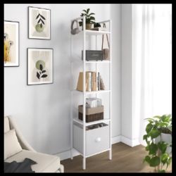 5 Tier Bookshelves,Tall Narrow Bookcases with Drawer, Bookcase Storage Organizer,Industrial Bookshelf with Drawer,Display Shelves Bookcases for Living