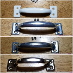 Metal Pulls.  One 6" White. Two 6" Stainless Steel. One  4" Stainless Steel.   Sold Separately. 