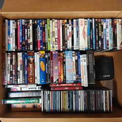 Large Lot of DVDs, VHS Tapes, and CDs