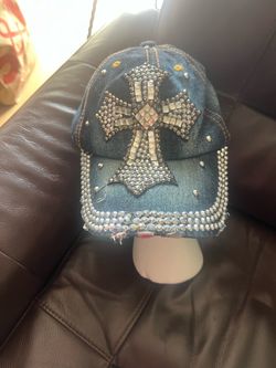 Denim rhinestone hat