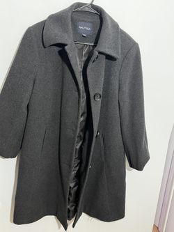 Nautica Womens Wool Blend Grey Button Up Coat Size XL