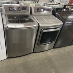 Lg Washer & Dryer Electric Set Grey 