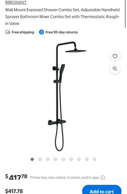 Wall Mount Exposed Shower Combo Set, Adjustable Handheld Sprayer Bathroom Mixer Combo Set with Thermostatic Rough-in Valve