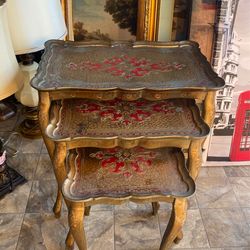 Vintage Italian Florentine Gold Gilt Nest Of Tables
