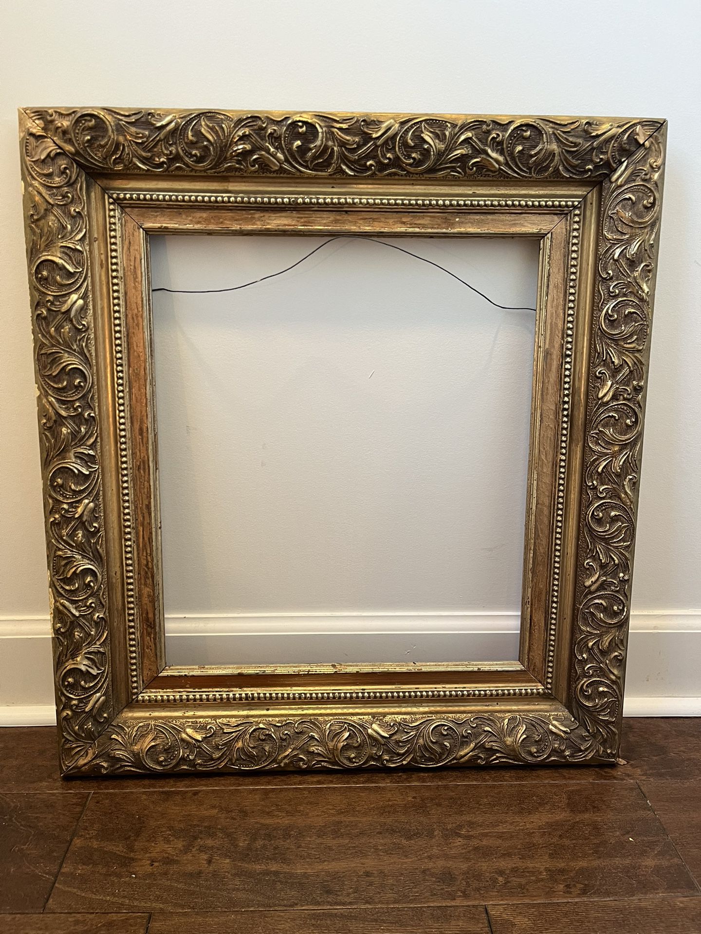 Large Gilt Gold Gesso Carved Wood Frame Antique