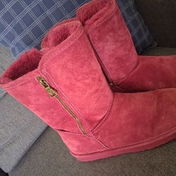 👢 Vibrant Red Lamo Suede Winter Boots - Cozy & Stylish