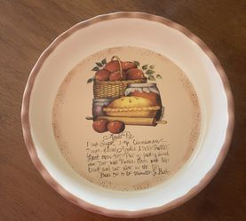 Ceramic Pie Baker - NWOT Apple Pie Design and Recipe 