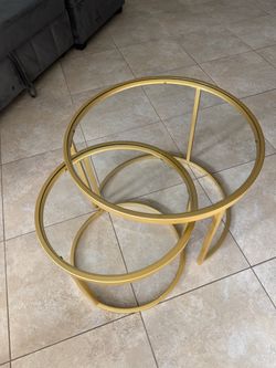 Modern Gold & Tempered Glass Nesting Coffee Tables (2-Piece Set)