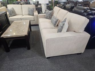 Brand new biege chenille sofa + loveseat 2PCs set