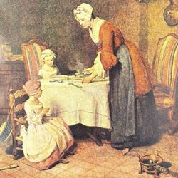 Jean Siméon Chardin Le Bénédicité Original Vintage Fine Art Print 1930’s Antique USA Printed France/French School Collectible