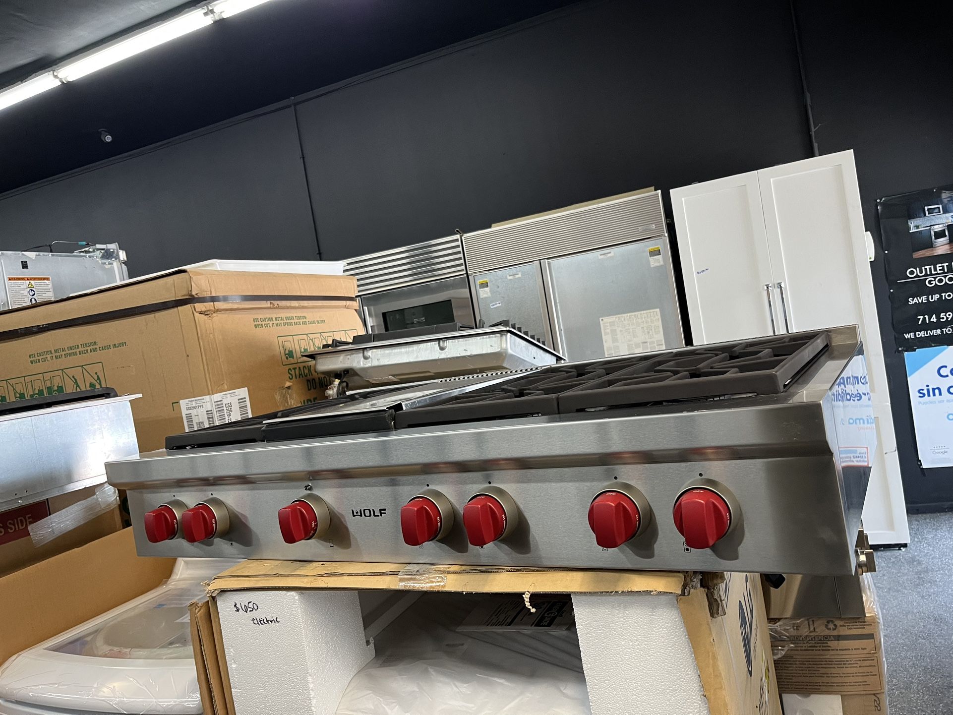 Wolf Stainless Steel 48” RangeTop Gas + Griddle