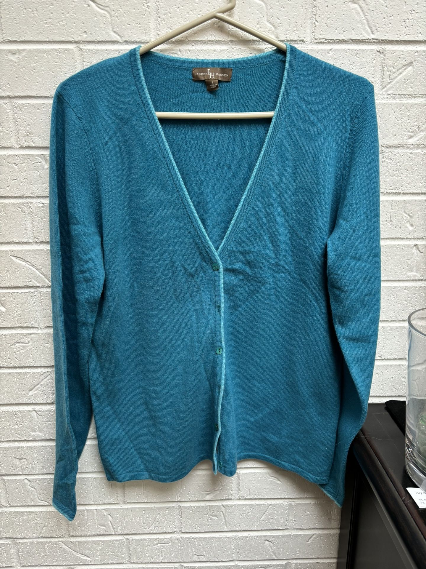 Lauren Hansen NWOT Women’s Blue Cashmere Cardigan Size L