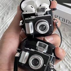 Black Camera Design Case Compatible With AirPods