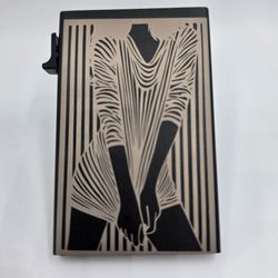 Minimalistic Aluminum Pop Up Cardholder Wallet Line Art Girl In T shirt Graphic Image Laser Engraved personalized gift. Custom