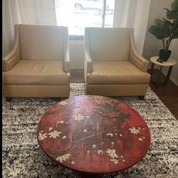 Vintage Japanese Lacquer Table (1945–1952) – Imported from Japan – 41” Round Statement Piece