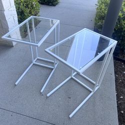 White Metal and Glass Side / End Tables