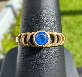 Jewelry Antique 14k solid yellow gold blue sapphire stone 0.30CTW ring sz 7.25