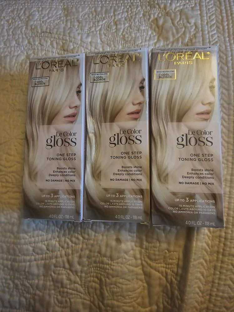 Loreal Paris LeColor Gloss Brass Neutralizing Cool Blonde 3 Boxes