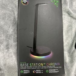Razer Base Station V2 Chroma Headphone Headset Stand Holder: Chroma RGB Lighting - Taller Stand & Anti-Slip Ledge - USB Charging Ports - Anti-Slip Rub