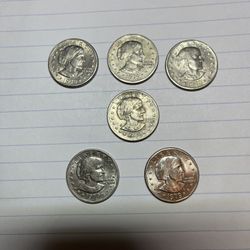 1979 Susan B Anthony Dollar Coins , Three S, Two D And One P .-($20 Each)