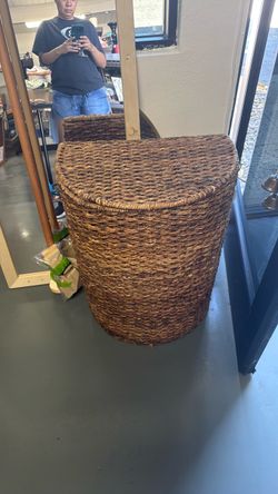 Wicker rattan clothes hamper laundry