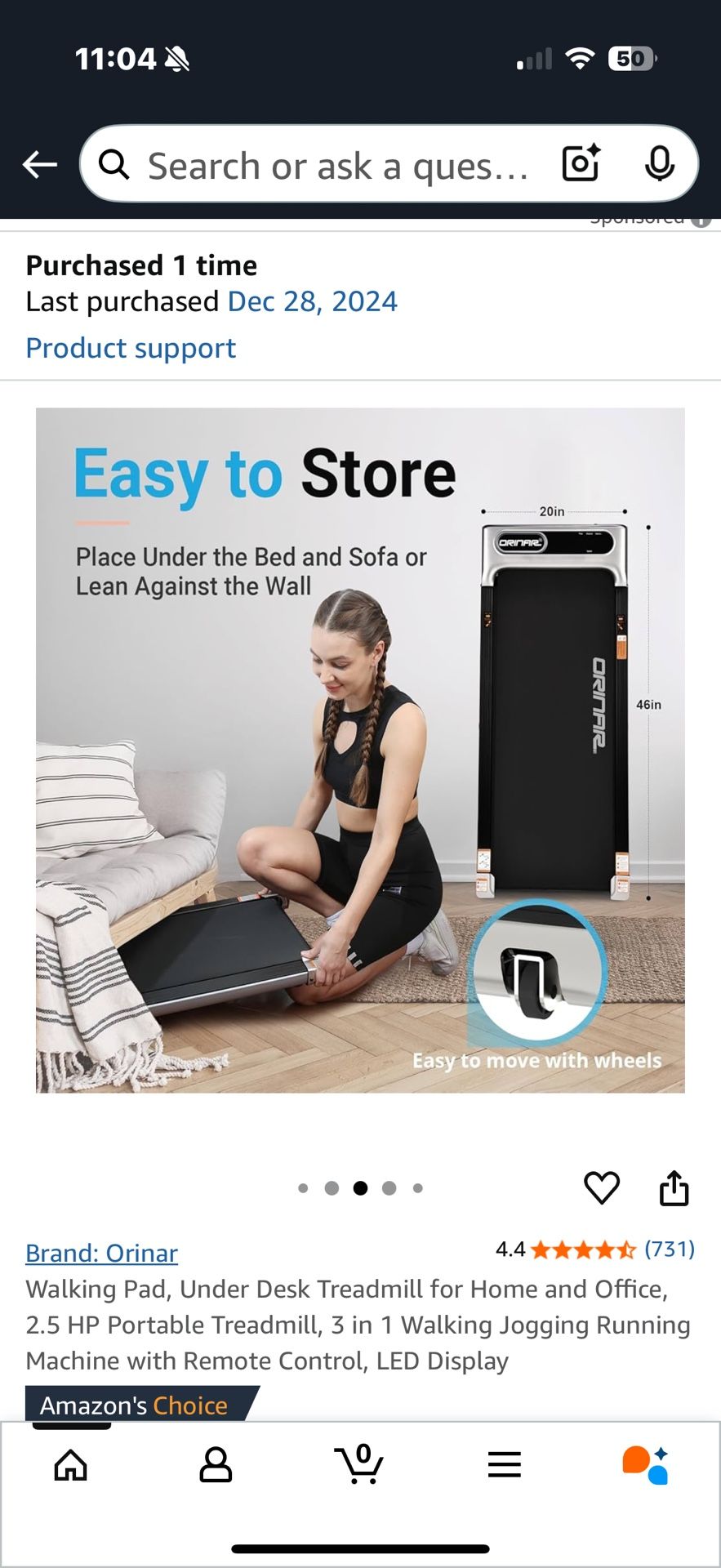 Walking Pad, Under Desk Treadmill for Home and Office, 2.5 HP Portable Treadmill, 3 in 1 Walking Jogging Running Machine with Remote Control, LED Disp