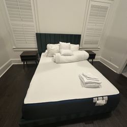Bed Frame, Mattress, And 2 Nightstands 