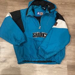 VINTAGE Sharks Pullover Jacket Unisex Size L