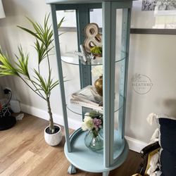 Blue Round Display Cabinet Antique