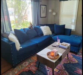 CUTE Blue Sectional Sofa Couch