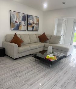 Light Gray Fabric Sectional Sofa