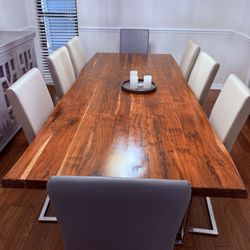 Solid Wood Dining Table With 8 Chairs