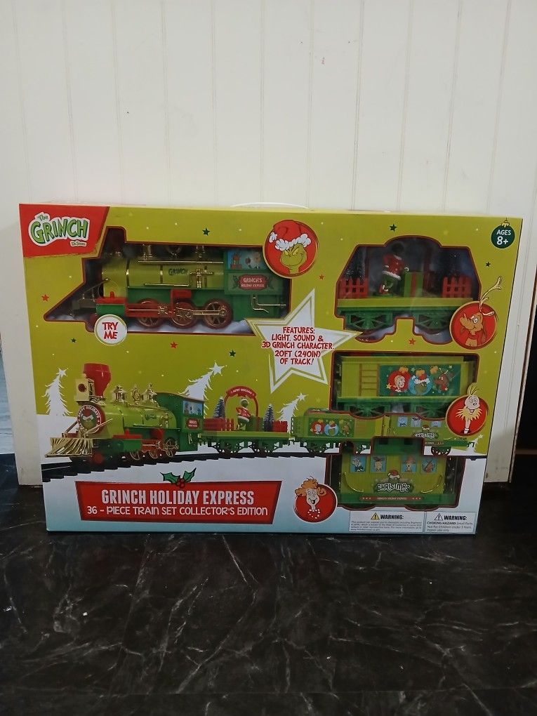 Grinch Holiday Express 36 Piece Train Set New