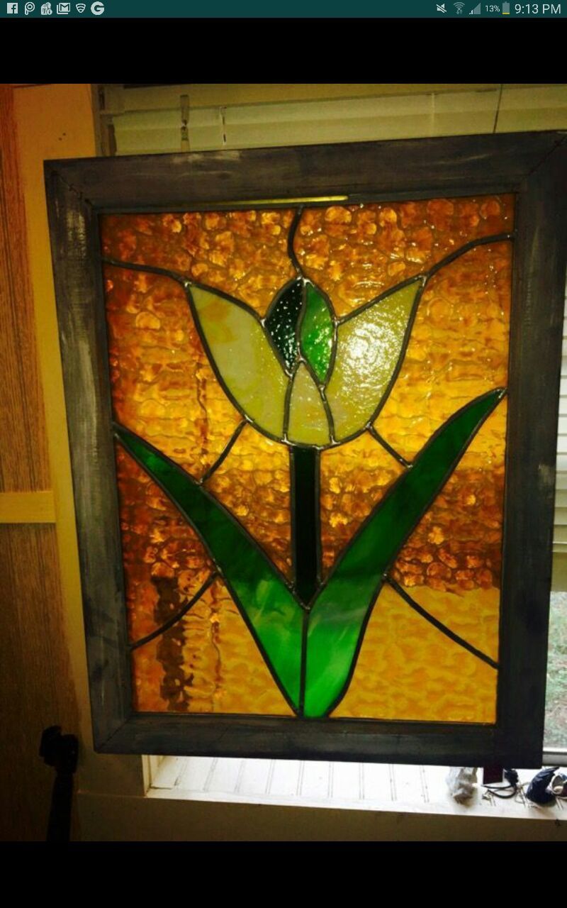 Antique collectable stained glass tulip....