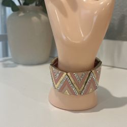 Gold Pink And Rhinestone Bracelet 