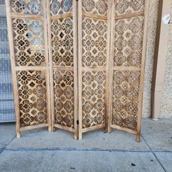 4 panels wood room divider (64"W×67"H)