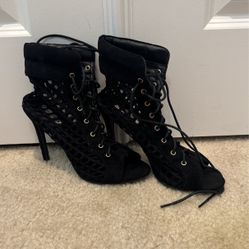 Black Lace Up Booties