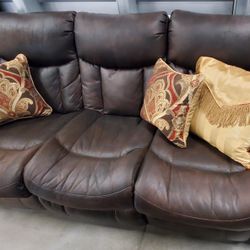 Beautiful Elegant upscale Italian Leather All Electric Powered Double Recliner Sofa 