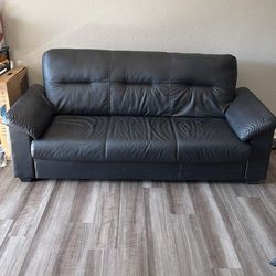 Black Faux Leather Sofa