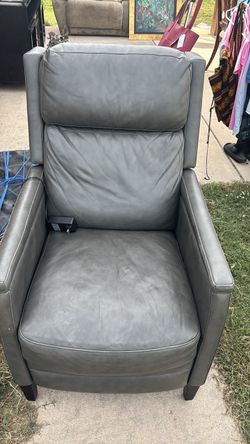 Gray Leather Power Recliner Chair