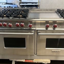 Wolf 60”Wide All Gas Range Stove In Stainless Steel With 24”Griddle 