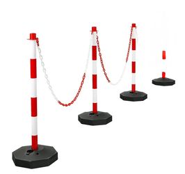 Costway 4 Pack Traffic Delineator Poles 34" Barrier w/ 5FT Chains Fillable Base