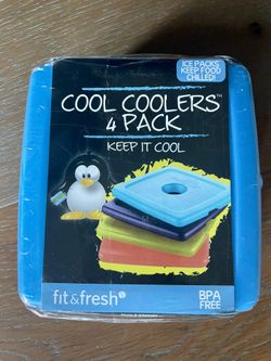 NEW- 4 Pack Slim Ice Packs for Lunch box, Cool Coolers Freeze Space Saving Reusable Ice Packs 