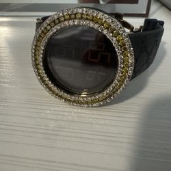 Gucci Custom Watch Yellow N White Diamond