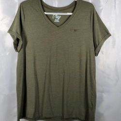 2X (18w/20w)Just My Size Short Sleeve V-Neck Casual Top Green