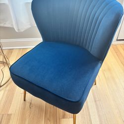 Set of 2 Velvet Blue Accent Chairs