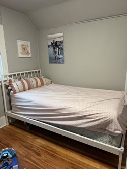 Cute Twin White Metal Bed Frame