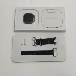 Unlocked Apple Watch Ultra 49MM Natural Titanium Black Ocean Band MQET3LL/A
